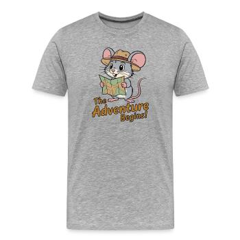 Whimsical Mouse Explorer Design - Men's Premium Organic T-Shirt - heather grey - Front - Damien (186cm)