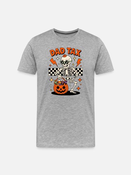 Dad Tax Skeleton Halloween Candy - Men's Premium Organic T-Shirt - heather grey