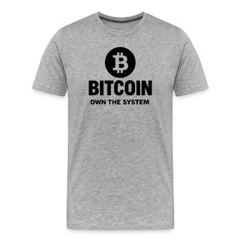 Bitcoin - Own the System - Men's Premium Organic T-Shirt - heather grey - Front - Damien (186cm)