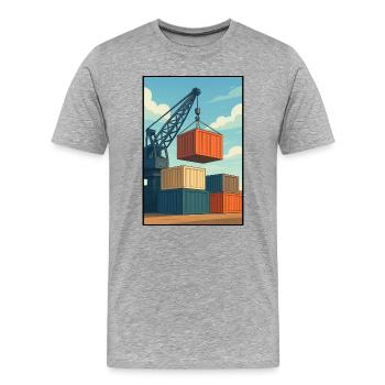 Docker Charriage de Conteneurs Industriels - T-shirt bio Premium Homme - gris chiné - Devant - Damien (186cm)