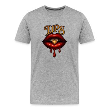 Verlockende Lippen mit Diamant - Männer Premium Bio T-Shirt - Grau meliert - Vorne - Damien (186cm)