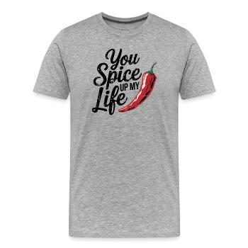 You Spicy Up My Life, Pepper Lover  - Men's Premium Organic T-Shirt - heather grey - Front - Damien (186cm)