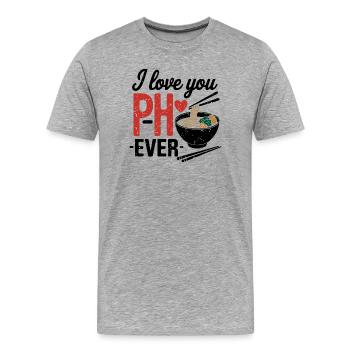 Je t'aime, amateur de Pho, cuisine asiatique - T-shirt bio Premium Homme - gris chiné - Devant - Damien (186cm)