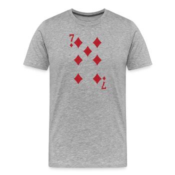 7 Karo Karte Romme Doppelkopf - Männer Premium Bio T-Shirt - Grau meliert - Vorne - Damien (186cm)