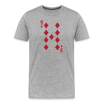 9 Karo Karten Doppelkopf Romme - Männer Premium Bio T-Shirt - Grau meliert - Vorne - Damien (186cm)