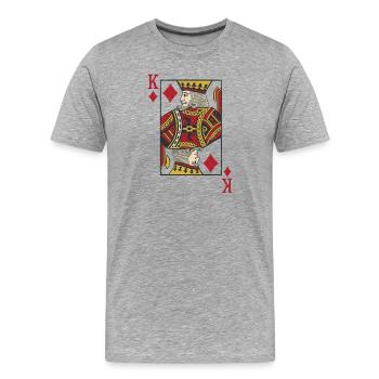 König Karo Karten Doppelkopf Romme - Männer Premium Bio T-Shirt - Grau meliert - Vorne - Damien (186cm)