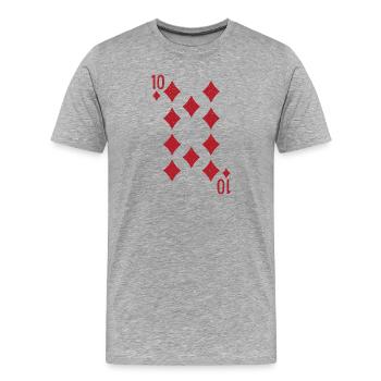Zehn Karo Romme Doppelkopf - Männer Premium Bio T-Shirt - Grau meliert - Vorne - Damien (186cm)