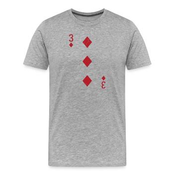 Drei Karo Karte Doppelkopf Romme - Männer Premium Bio T-Shirt - Grau meliert - Vorne - Damien (186cm)