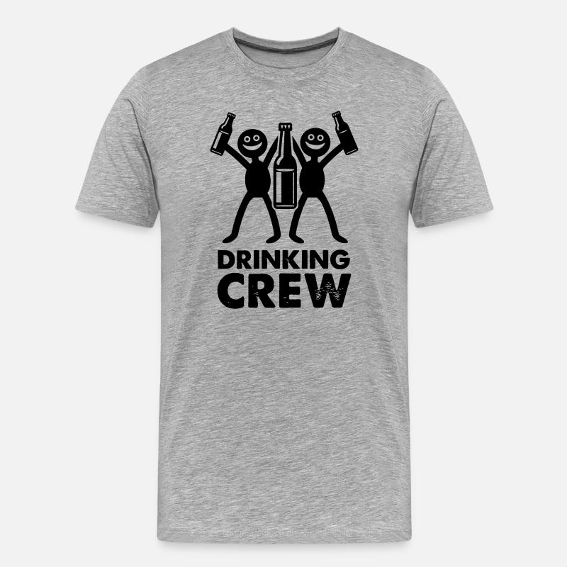 Drinking Crew - Männer Premium Bio T-Shirt - Grau meliert