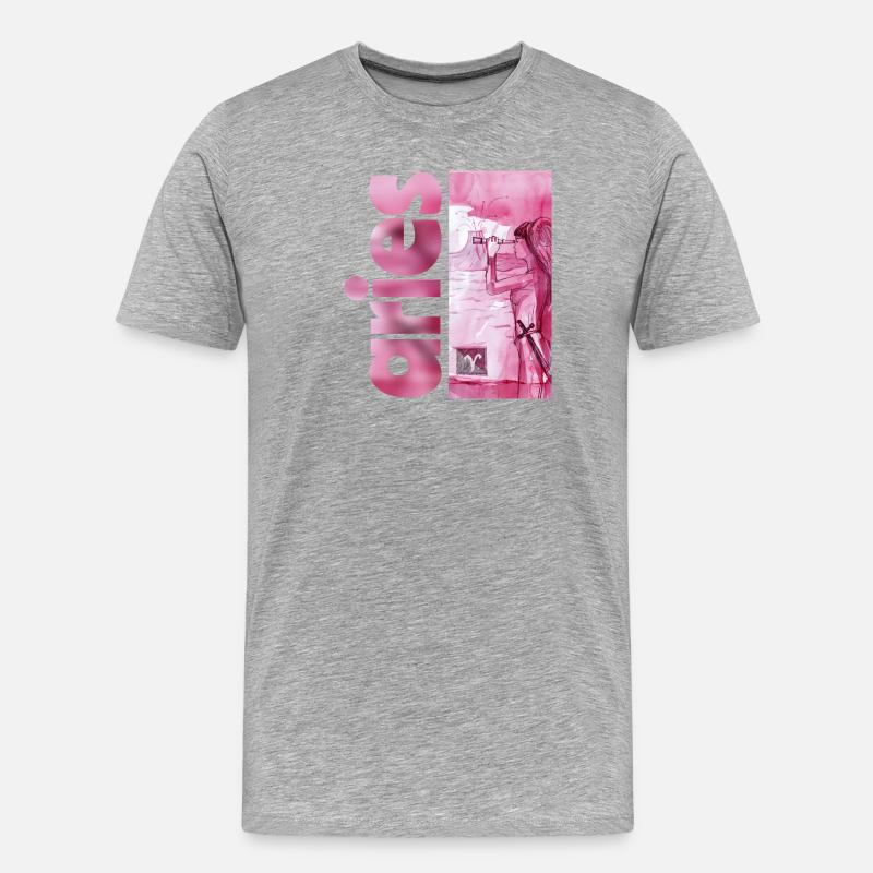  Sternzeichen Widder - Männer Premium Bio T-Shirt - Grau meliert