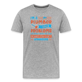 Heating Engineer Heating Construction Plumber Plumber - Men's Premium Organic T-Shirt - heather grey - Front - Damien (186cm)
