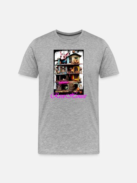 Verspieltes Mäusehaus mit buntem Design Puppen - Männer Premium Bio T-Shirt - Grau meliert