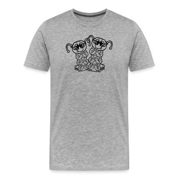 2 Raupe Mittelfinger Beleidigung Sonnenbrille Team - Männer Premium Bio T-Shirt - Grau meliert - Vorne - Damien (186cm)