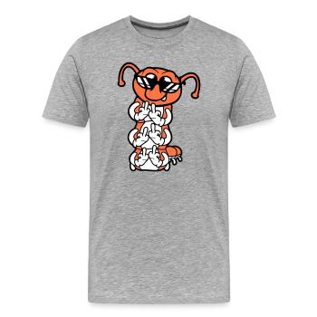 Raupe Mittelfinger Beleidigung Sonnenbrille Cool - Männer Premium Bio T-Shirt - Grau meliert - Vorne - Damien (186cm)