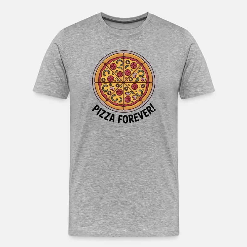 Retro Pepperoni Pizza Slice Muster - Männer Premium Bio T-Shirt - Grau meliert