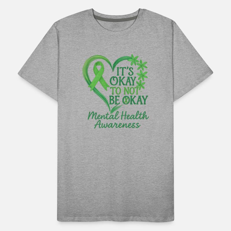 Conception du ruban vert pour la sensibilisation à la santé mentale T-shirt bio Premium Homme