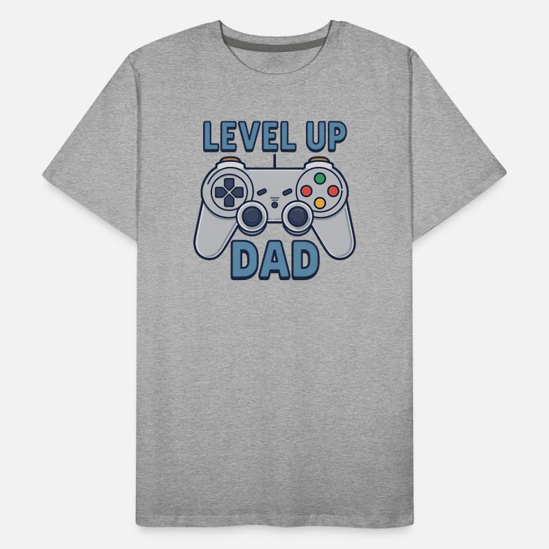 Level Up Dad – Gamer Controller Geschenk Männer Premium Bio T-Shirt