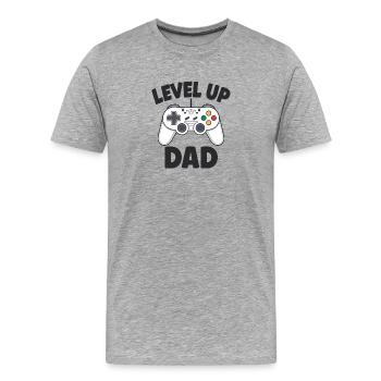 Level Up Dad – Weihnachts Gamer Geschenk - Männer Premium Bio T-Shirt - Grau meliert - Vorne - Damien (186cm)