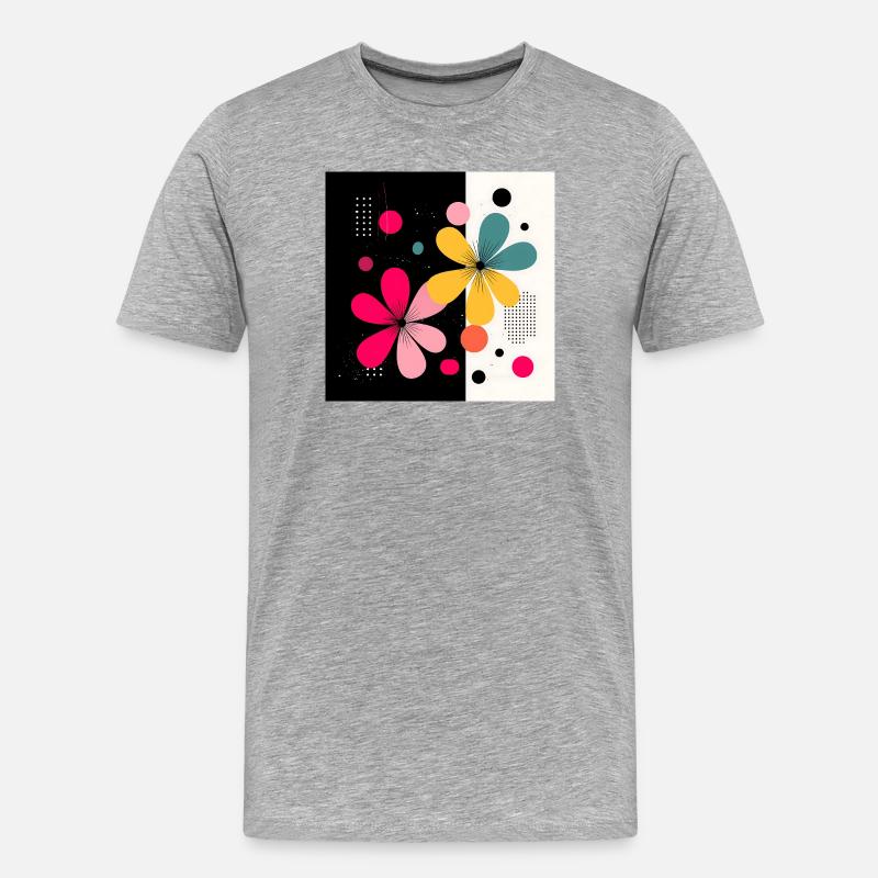 Abstrakte Blumen in modernem Kontrast - Männer Premium Bio T-Shirt - Grau meliert