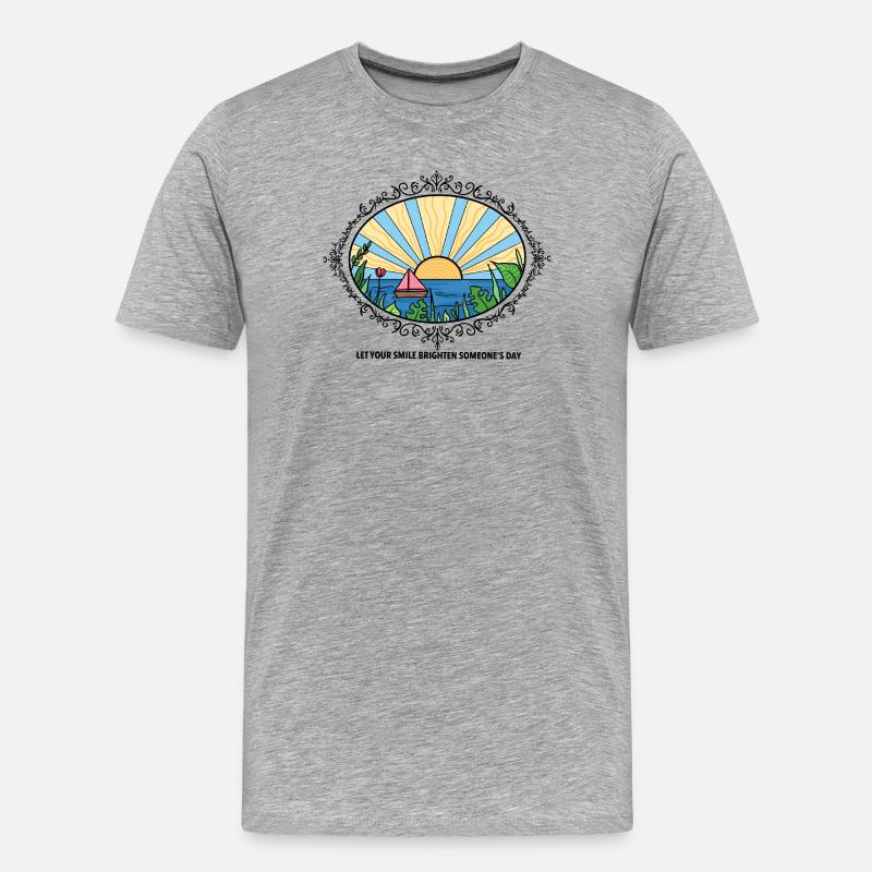 Sunset Landscape with Quote  - Männer Premium Bio T-Shirt - Grau meliert
