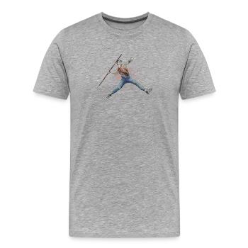 Lancer du javelot - T-shirt bio Premium Homme - gris chiné - Devant - Damien (186cm)