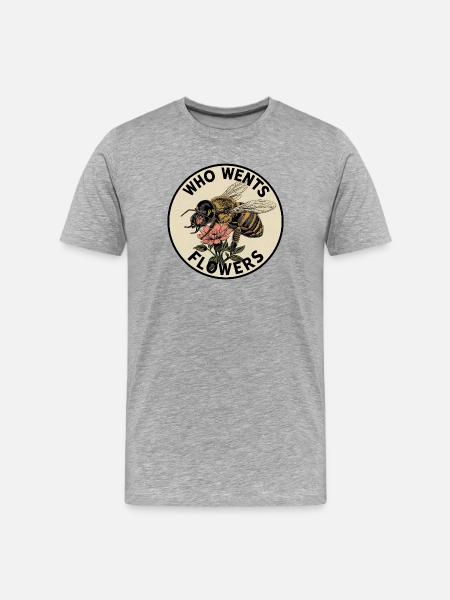 Bee with helmet and flower motif - Men's Premium Organic T-Shirt - heather grey
