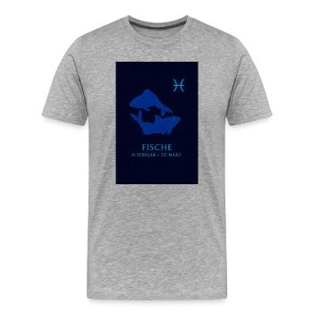 Fische Sternzeichen Design - Männer Premium Bio T-Shirt - Grau meliert - Vorne - Damien (186cm)