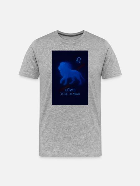 Løven stjernetegn 23. juli – 22. august neondesign - Premium økologisk T-skjorte for menn - gråmelert