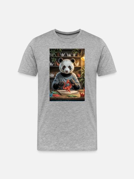 Origami Humanoid Panda - Men's Premium Organic T-Shirt - heather grey