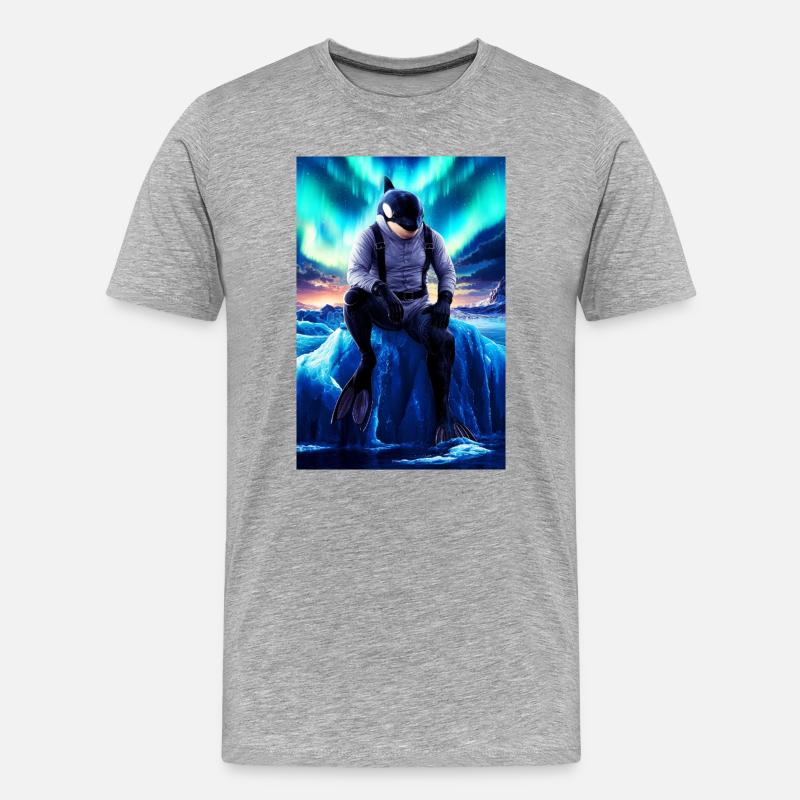 Humanoider Orca-Taucher - Männer Premium Bio T-Shirt - Grau meliert