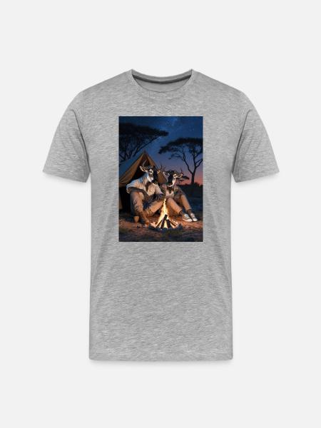 Wildebeest Humanoid Pair - Men's Premium Organic T-Shirt - heather grey