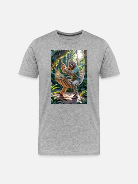 Humanoid Sloth in the Rainforest - Men's Premium Organic T-Shirt - heather grey
