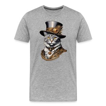 Sir Purrner - T-shirt bio Premium Homme - gris chiné - Devant - Damien (186cm)