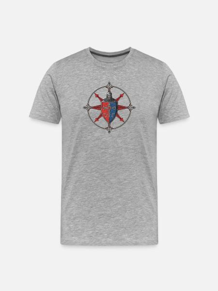 Wappen mit mittelalterlicher Rittermotivik - Männer Premium Bio T-Shirt - Grau meliert