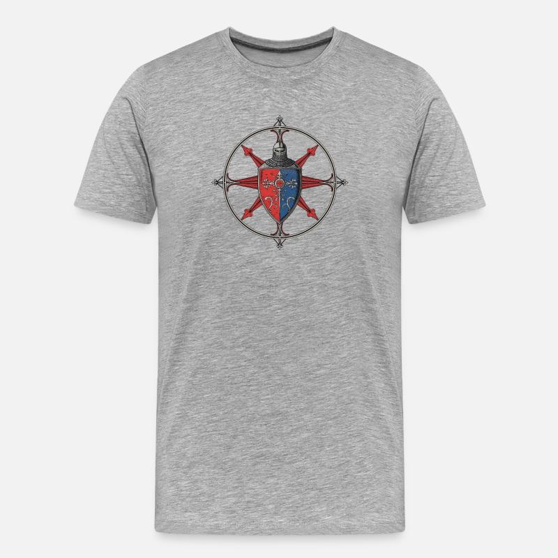 Wappen mit mittelalterlicher Rittermotivik - Männer Premium Bio T-Shirt - Grau meliert