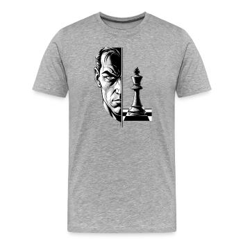 Black and White Chess Mastermind Portrait - Men's Premium Organic T-Shirt - heather grey - Front - Damien (186cm)