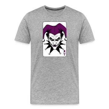 Harlequin Joker Clown Illustration - Men's Premium Organic T-Shirt - heather grey - Front - Damien (186cm)