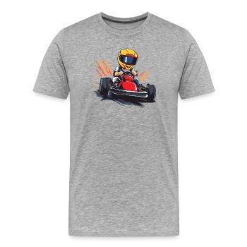 Dessin animé de pilote de course - T-shirt bio Premium Homme - gris chiné - Devant - Damien (186cm)