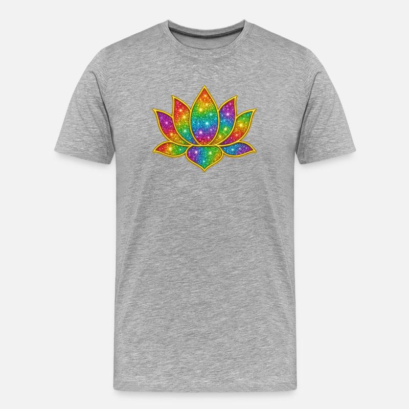 Funkelnder Lotus in Regenbogenfarben - Männer Premium Bio T-Shirt - Grau meliert