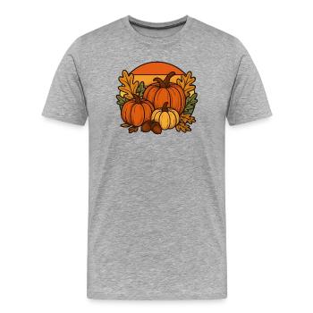 Citrouilles, feuilles de chêne et glands - T-shirt bio Premium Homme - gris chiné - Devant - Damien (186cm)