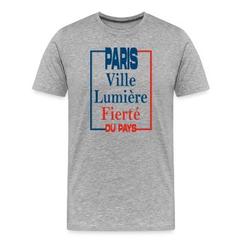 PARIS VILLE LUMIERE - T-shirt bio Premium Homme - gris chiné - Devant - Damien (186cm)