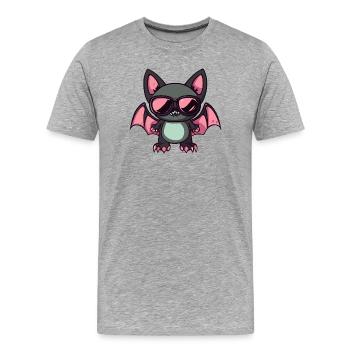 Süße Vampir-Katze mit Sonnenbrille - Männer Premium Bio T-Shirt - Grau meliert - Vorne - Damien (186cm)