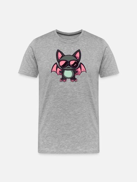 Cute vampire cat with sunglasses - Men's Premium Organic T-Shirt - heather grey
