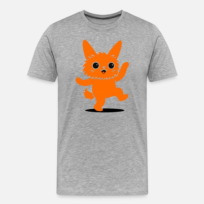 Witziger Tier-Charakter mit großen Augen - Männer Premium Bio T-Shirt - Grau meliert