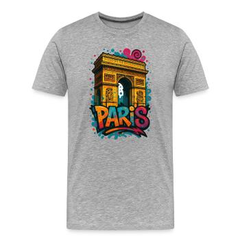 Chemise Paris Arc de Triomphe – Conception de style graffiti - T-shirt bio Premium Homme - gris chiné - Devant - Damien (186cm)