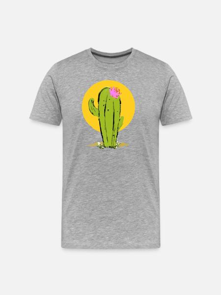 Cactus with Abstract Flower - Men's Premium Organic T-Shirt - heather grey