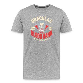 Dracula Banque de sang Vampire Humour - T-shirt bio Premium Homme - gris chiné - Devant - Damien (186cm)