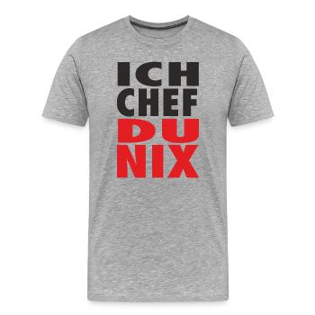 Humorvoller Kochchef Schriftzug - Männer Premium Bio T-Shirt - Grau meliert - Vorne - Damien (186cm)