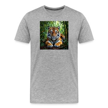 Jungle Tiger - Men's Premium Organic T-Shirt - heather grey - Front - Damien (186cm)
