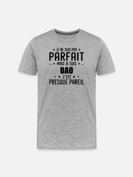 Bao : authentique, imparfait, top, perfection - T-shirt bio Premium Homme - gris chiné